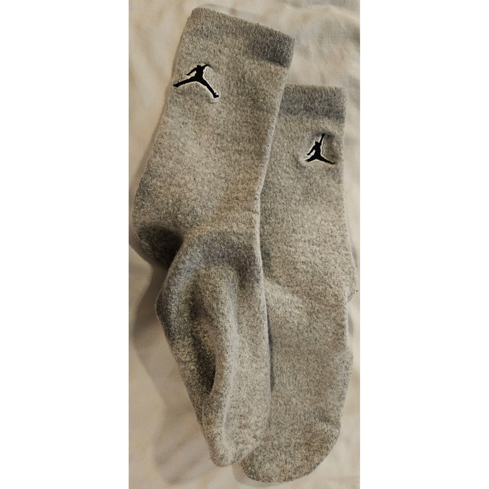 Jordan Jumpman Crew Socks Grey Heather Black Logo Mens Size Large LG Athletic